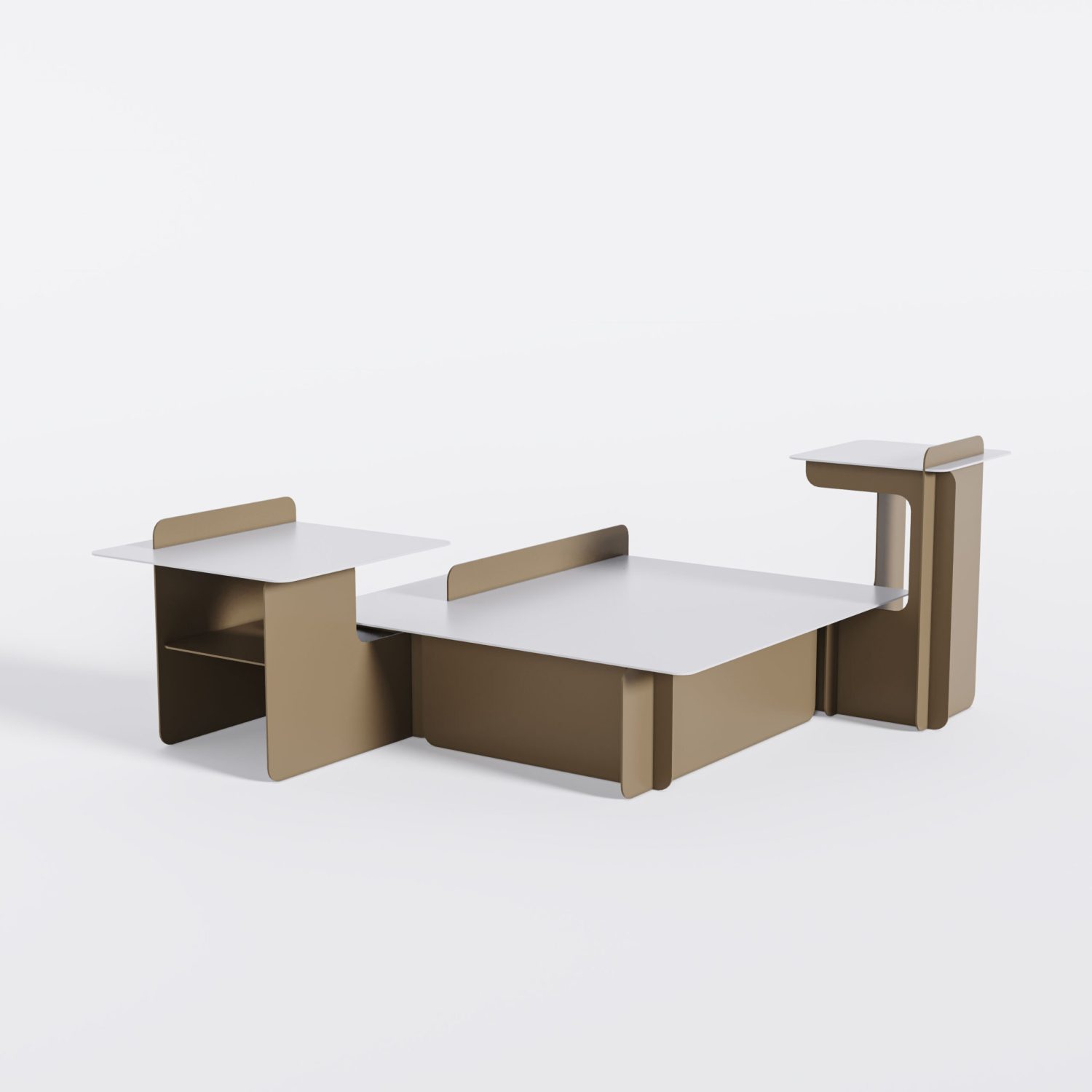 Set 3 Tables, Metal Cream, 1